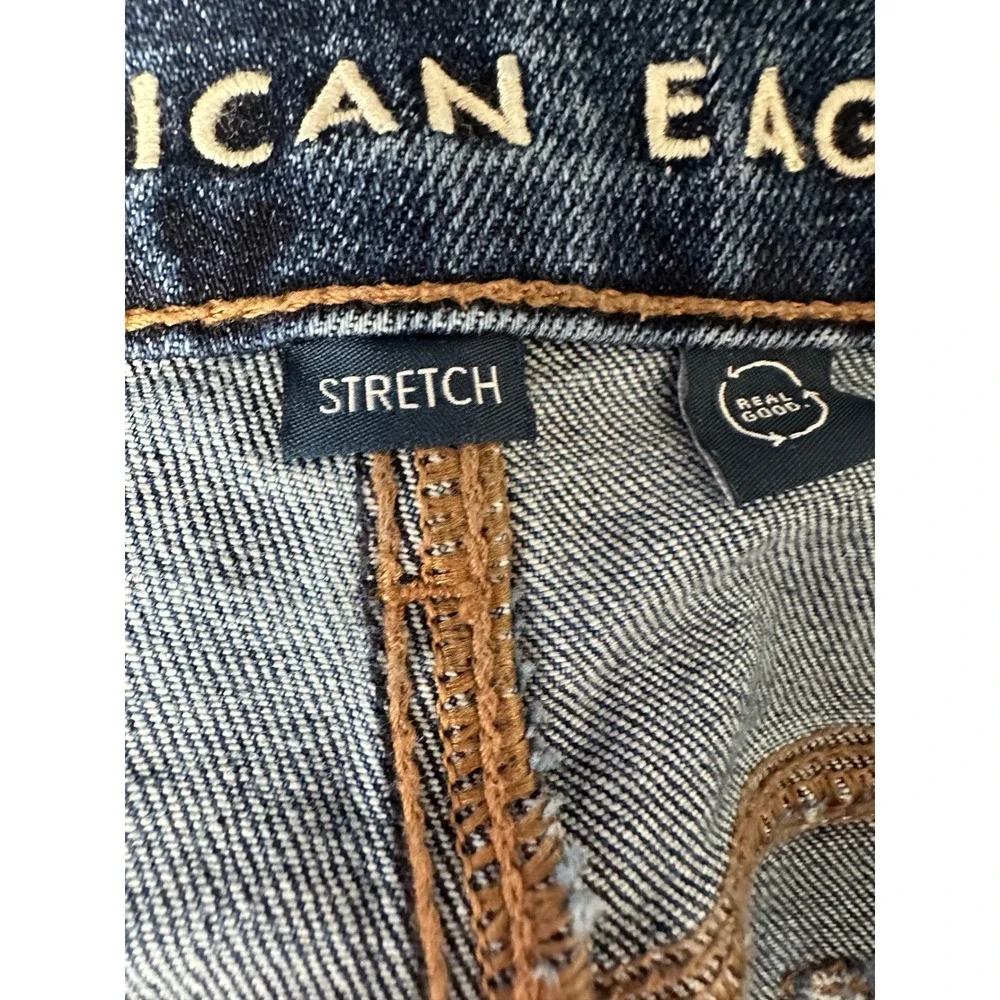 American Eagle Womens Stovepipe Wide Leg Jeans Size 14 Blue High Rise Stretch